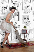Fashion Styling - Retro photoshoot Terry Mendoza for Dupenny - Old fashioned Hoover